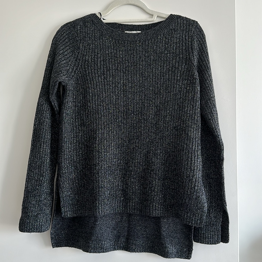 Charcoal/black sparkle sweater with drop back, Small